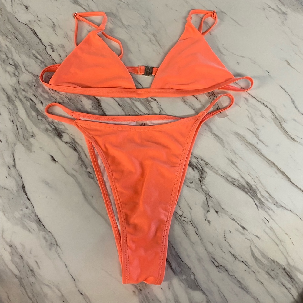 Shein bikini in tangerine, orange adjustable straps, size medium